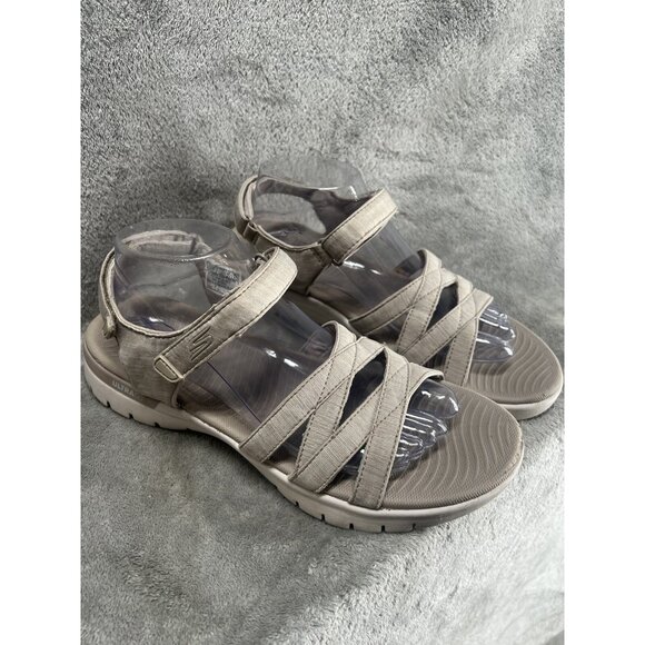 Skechers Shoes - Skechers Women’s 10 The Go Flex Finest Strappy Sandals Beige Adjustable Cushion